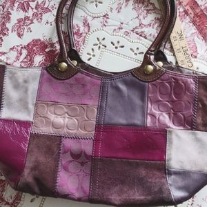 Vintage Coach Bag Burgundy, Gray, Brown Leather